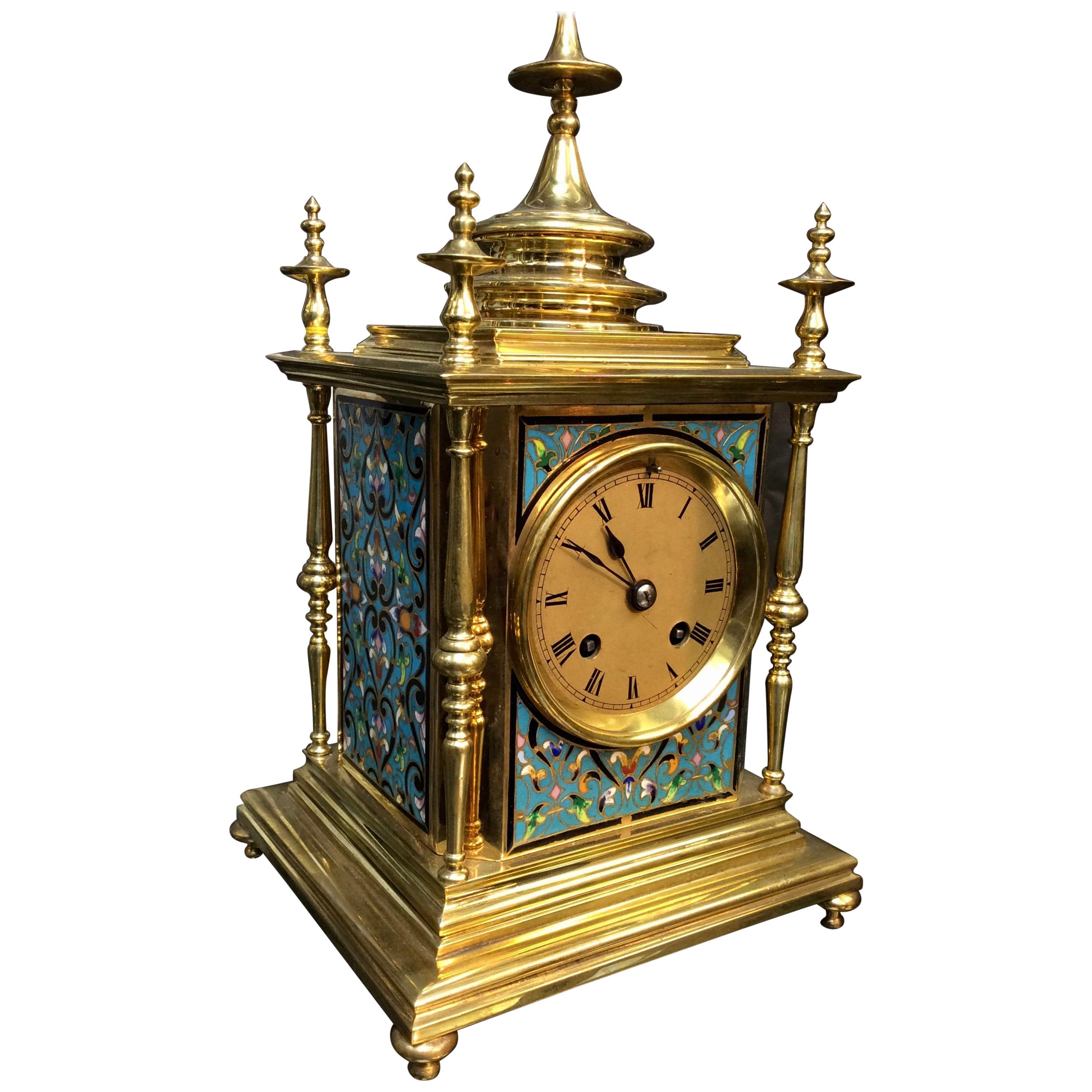 19th Century Blue Enamel French Ormolu Clock