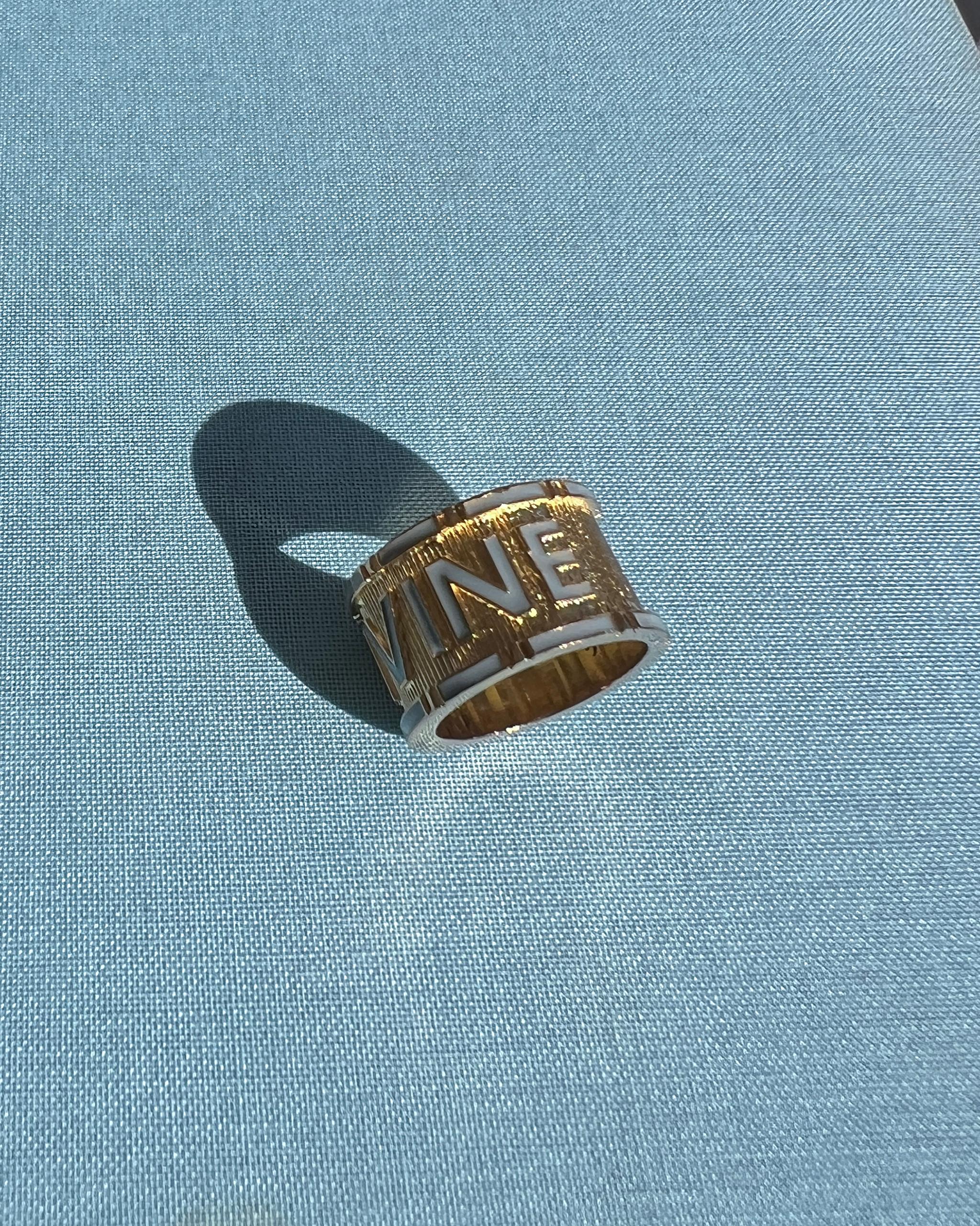 Victorian Band Ring Light Blue Enamel Divine For Sale