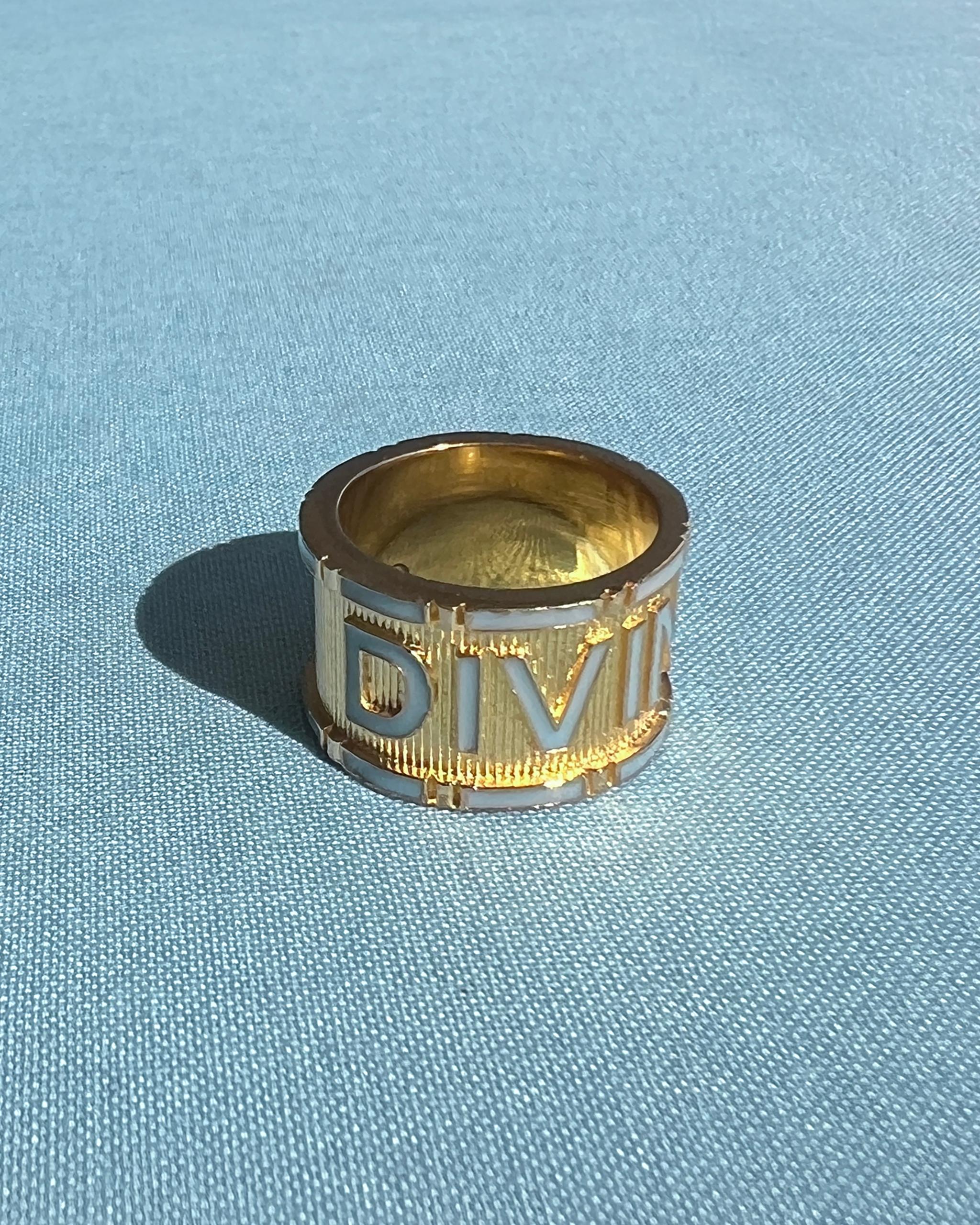 Women's Band Ring Light Blue Enamel Divine For Sale