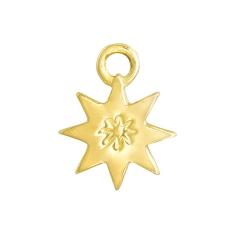 Round Cut Blue Enamel Shield Pendant in 14 Karat Gold with Diamond Star on Gold Rolo chain For Sale