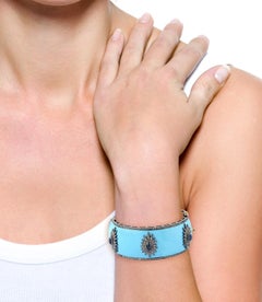 Armreif aus blauer Emaille mit Starburst-Diamant