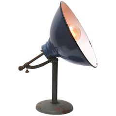 Blue Enamel Vintage European Desk Table Lamp