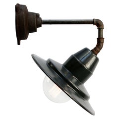 Blue Enamel Vintage Industrial Cast Iron Arm Wall Lamps