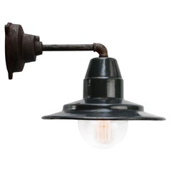 Blue Enamel Vintage Industrial Cast Iron Arm Wall Lamp