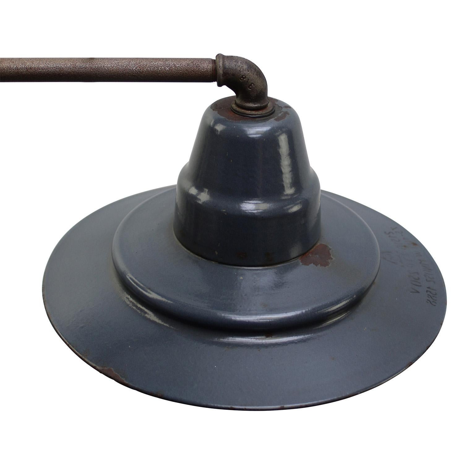 Blue Enamel Vintage Industrial Cast Iron Scone Wall Light In Good Condition For Sale In Amsterdam, NL