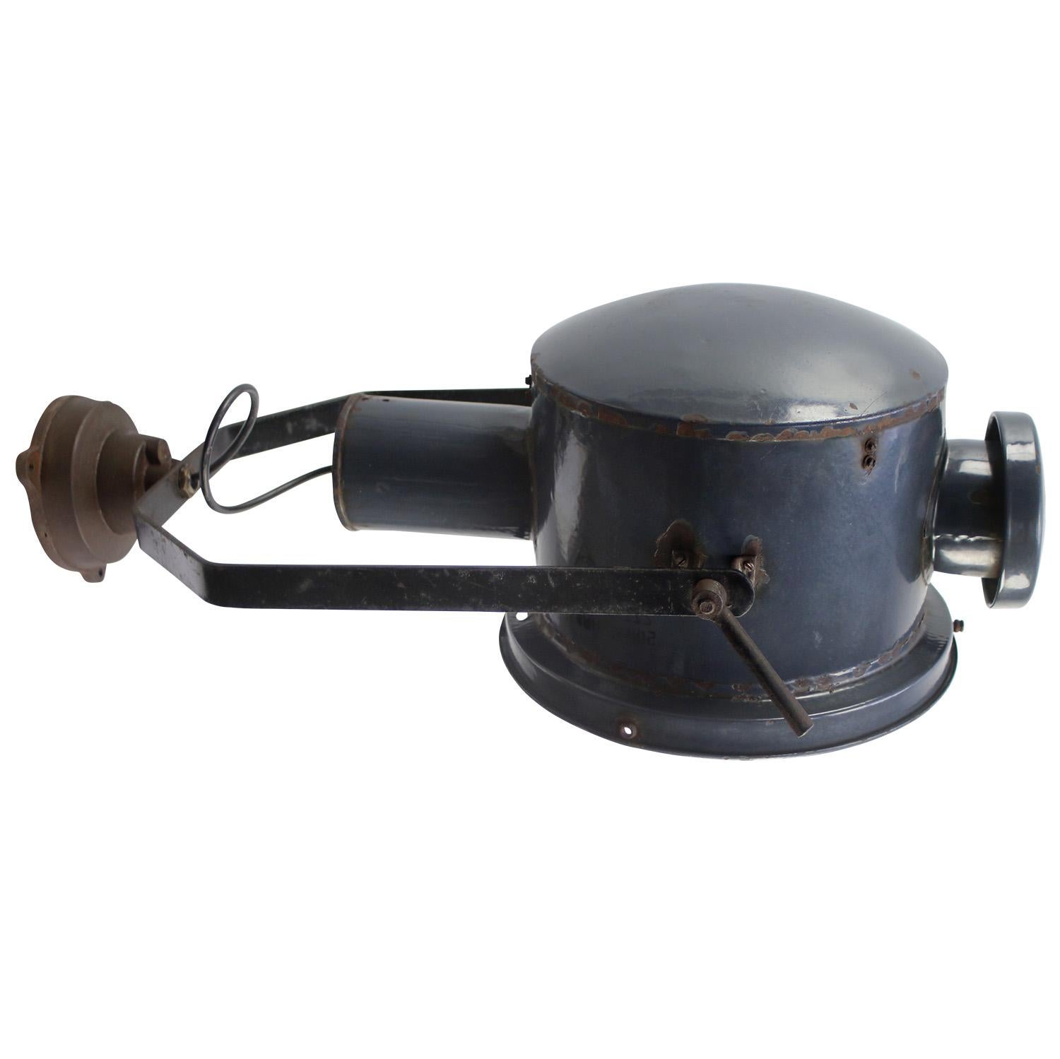 Blue Enamel Vintage Industrial Cast Iron Scones Wall Lights For Sale 1