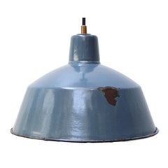 Blue Enamel Vintage Industrial Factory Pendant Lamp