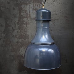 Lampada a sospensione industriale vintage con smalto blu