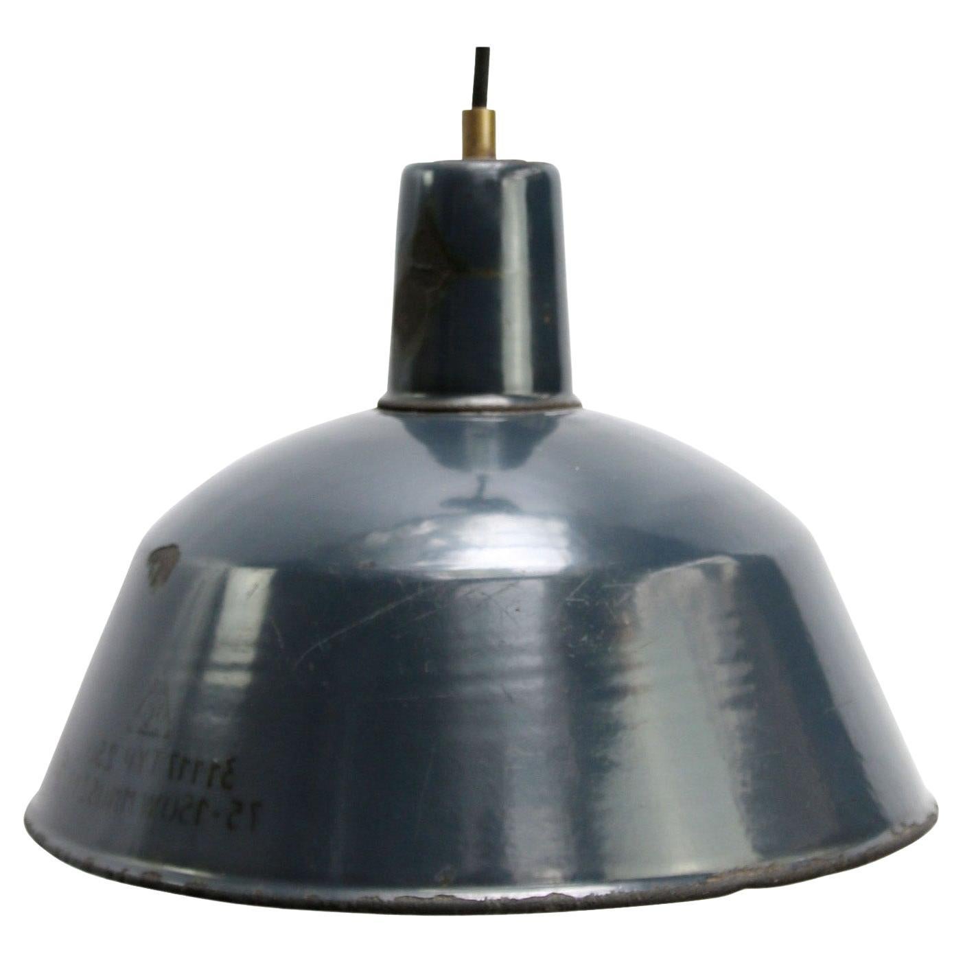 Lampade a sospensione industriali vintage con smalto blu