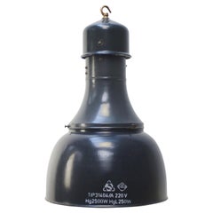 Blue Enamel Vintage Industrial Factory Pendant Light