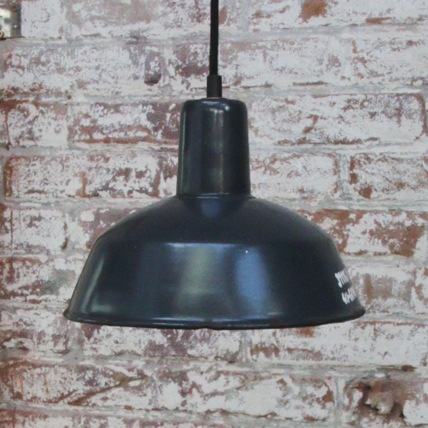 Blue Enamel Vintage Industrial Factory Pendant Light In Good Condition In Amsterdam, NL