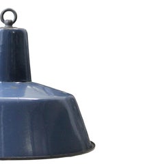 Blue Enamel Vintage Industrial Pendant Lamp
