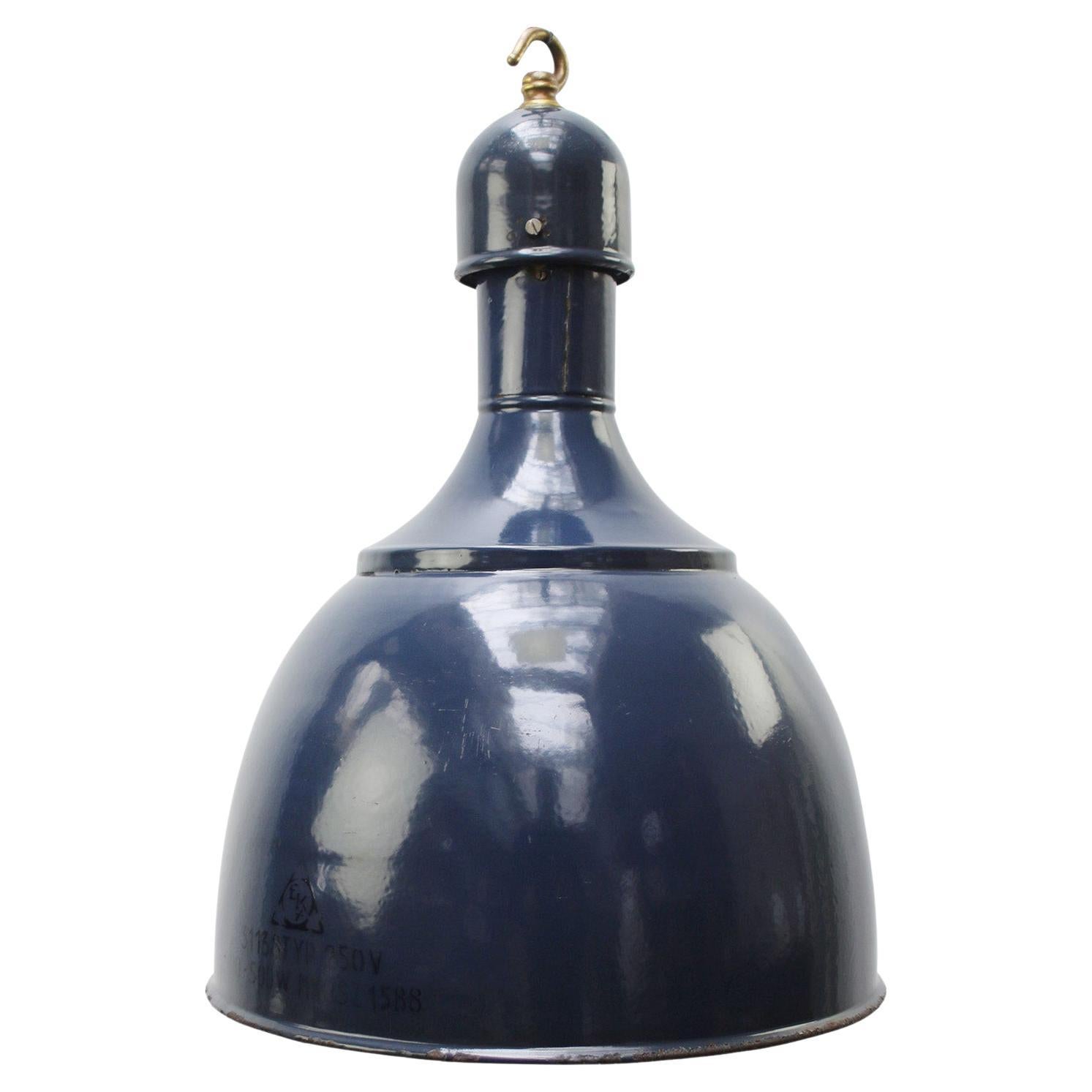 Blue Enamel Vintage Industrial Pendant Lamp