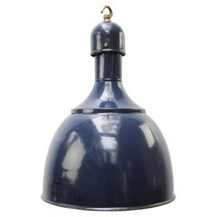 Blue Enamel Vintage Industrial Pendant Lamp