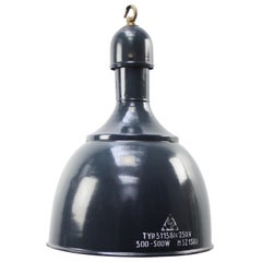 Blaue Emaille Vintage Industrie-Pendelleuchten