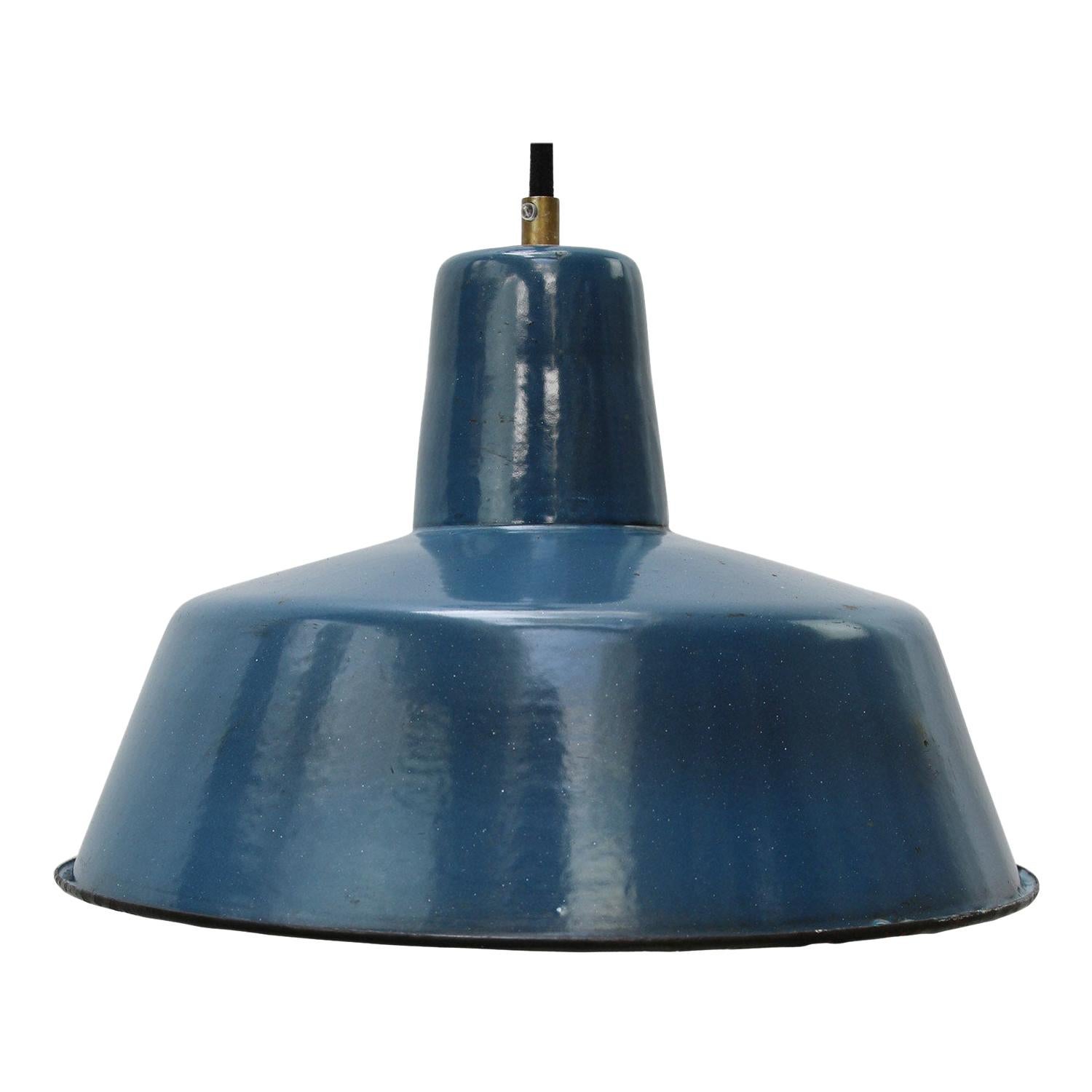 Blue Enamel Vintage Industrial Pendant Light