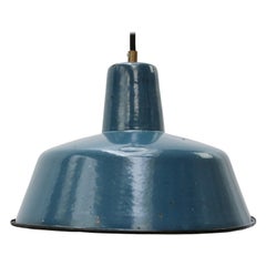 Blue Enamel Vintage Industrial Pendant Light