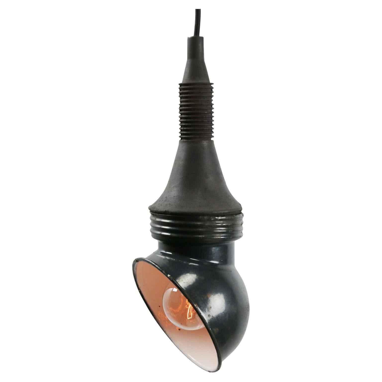 Luce da lavoro a sospensione industriale vintage con smalto blu