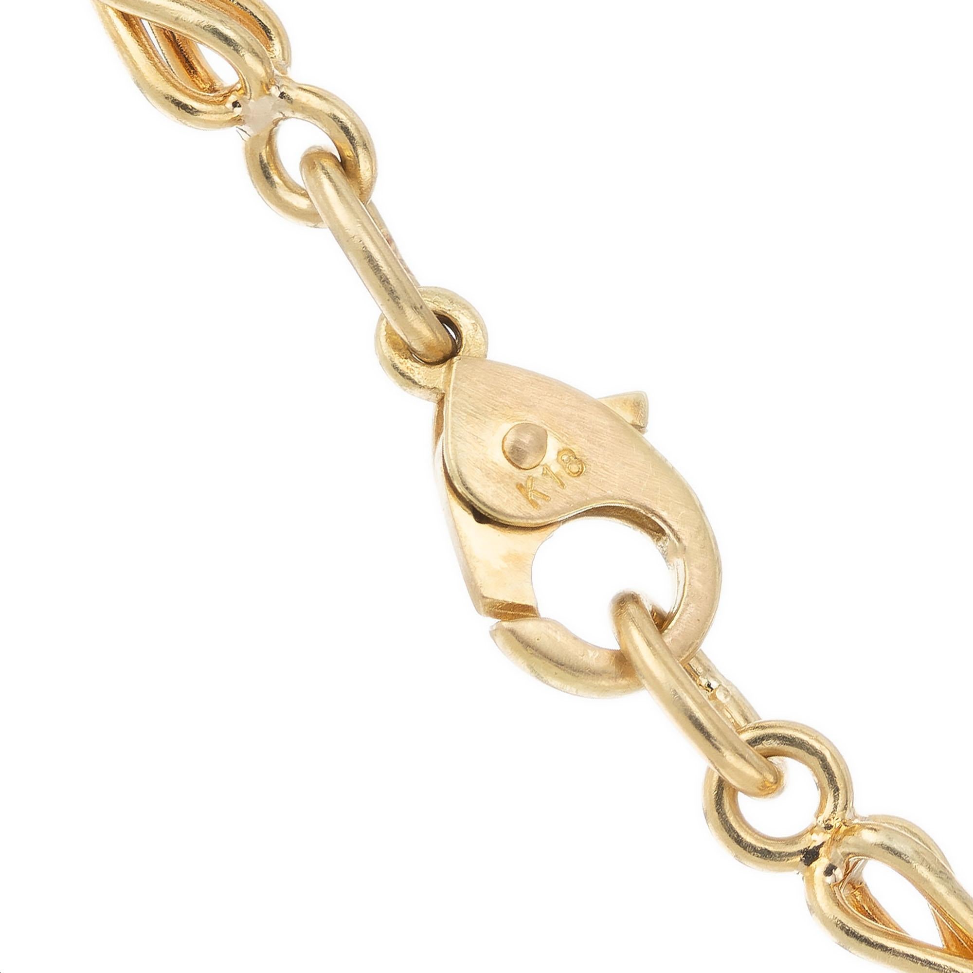 Bracelet à maillons en émail bleu et or jaune avec tourbillons Pour femmes en vente