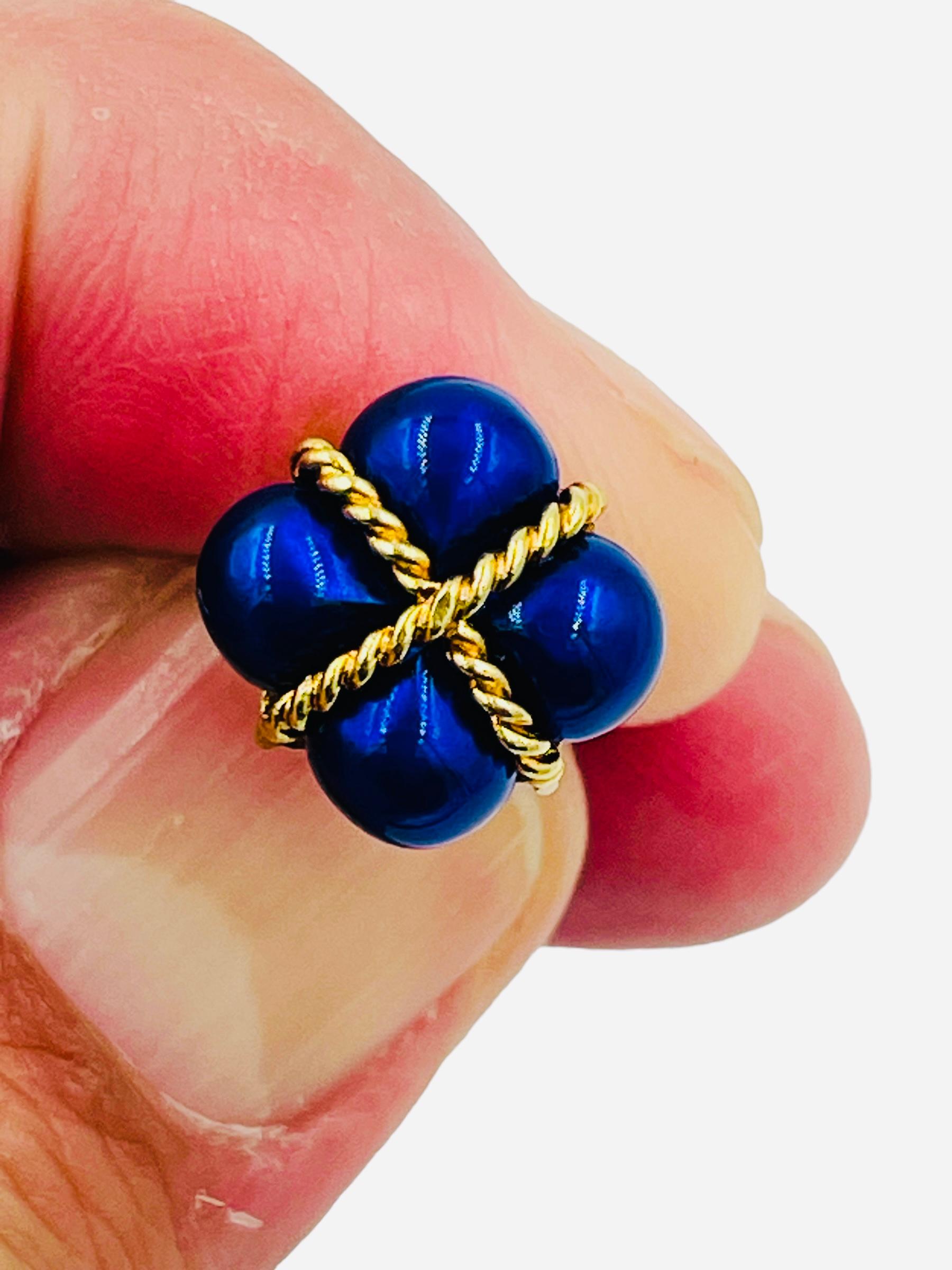 Blue Enamel Yellow Gold Tie Tac In Good Condition For Sale In Los Angeles, CA