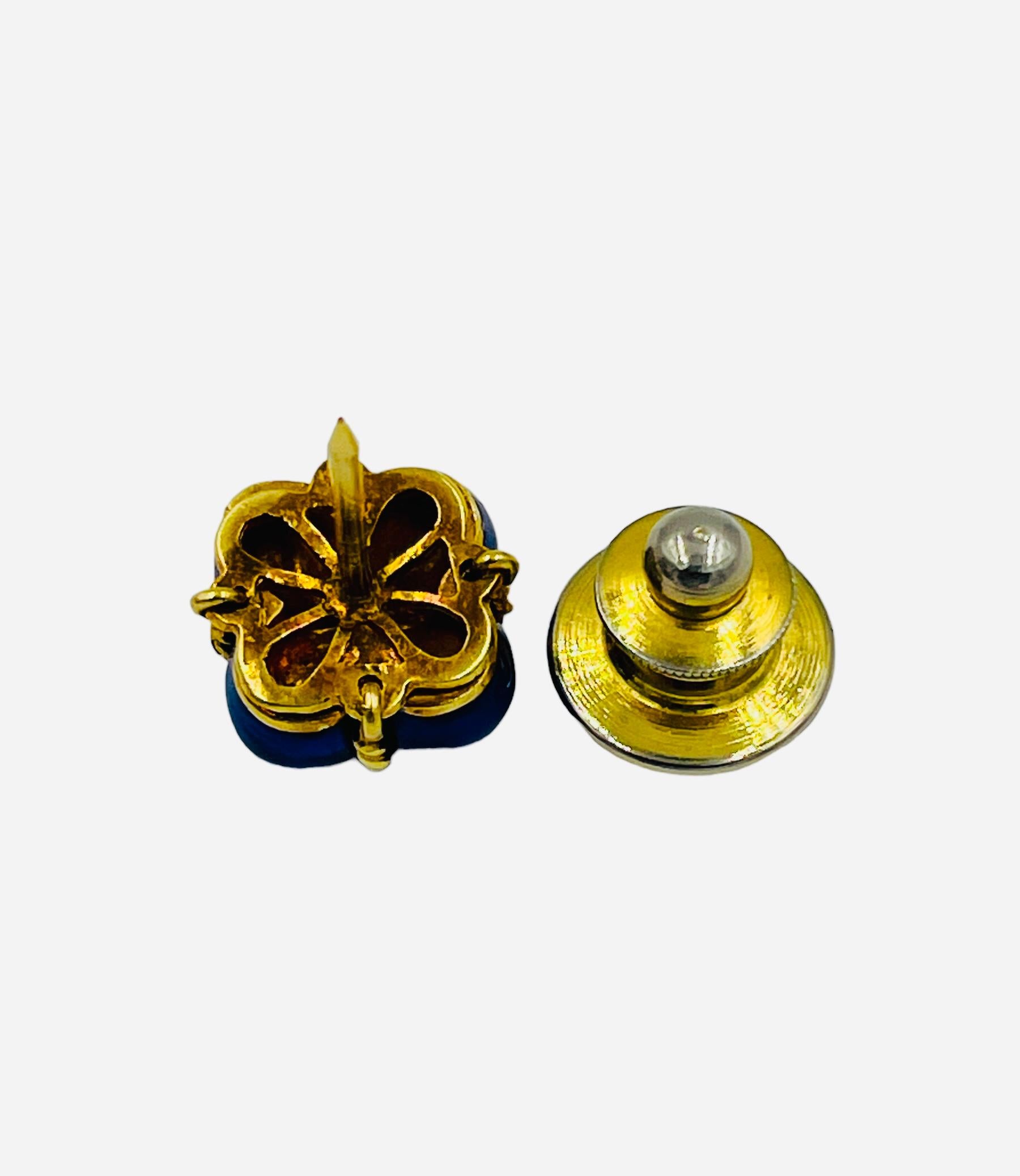 Blue Enamel Yellow Gold Tie Tac For Sale 2