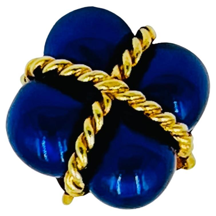 Blue Enamel Yellow Gold Tie Tac