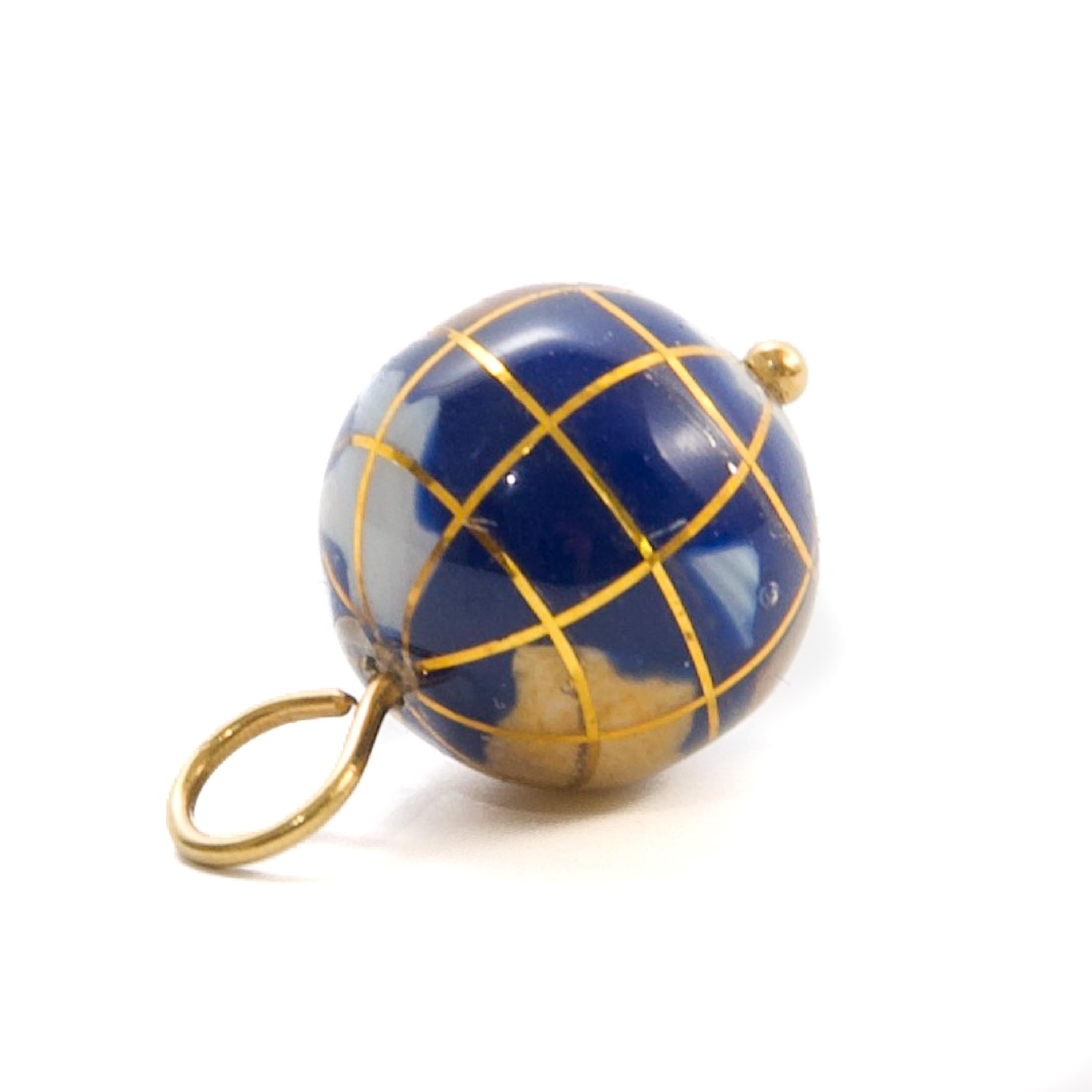 Ciondolo a forma di globo in oro con smalto blu e pietre preziose In condizioni buone in vendita a Rotterdam, NL