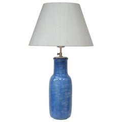 Blue Enameled Ceramic Table Lamp by André Groult, circa 1920