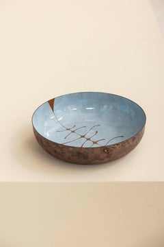 Blue Enameled Copper Bowl by Monica Castiglioni, Italy