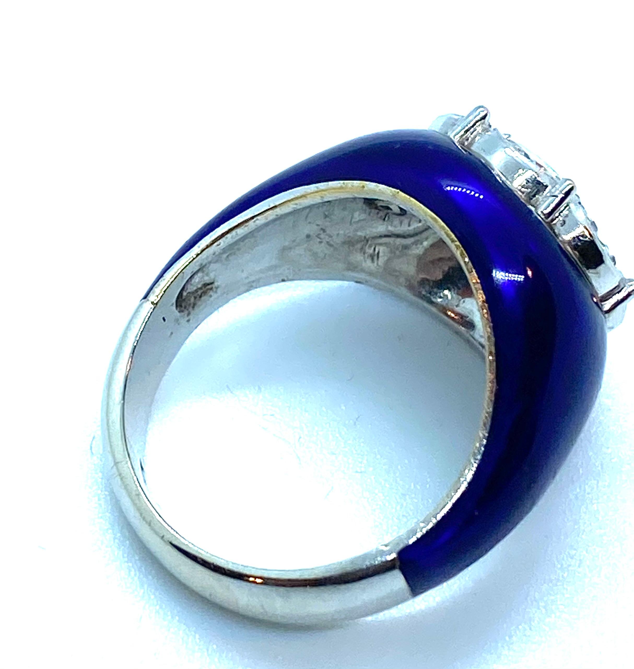 Ring mit blau emaillierten Diamanten Damen im Angebot