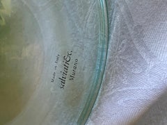 Blue Etched Italian Salviati Murano Decanter with Stopper