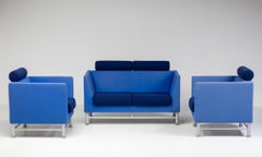 Blue Ettore Sottsass East Side Sofa and Two Lounge Chairs