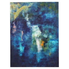 Blue Expressionist Acrylic Abstract Painting by GM, 1998