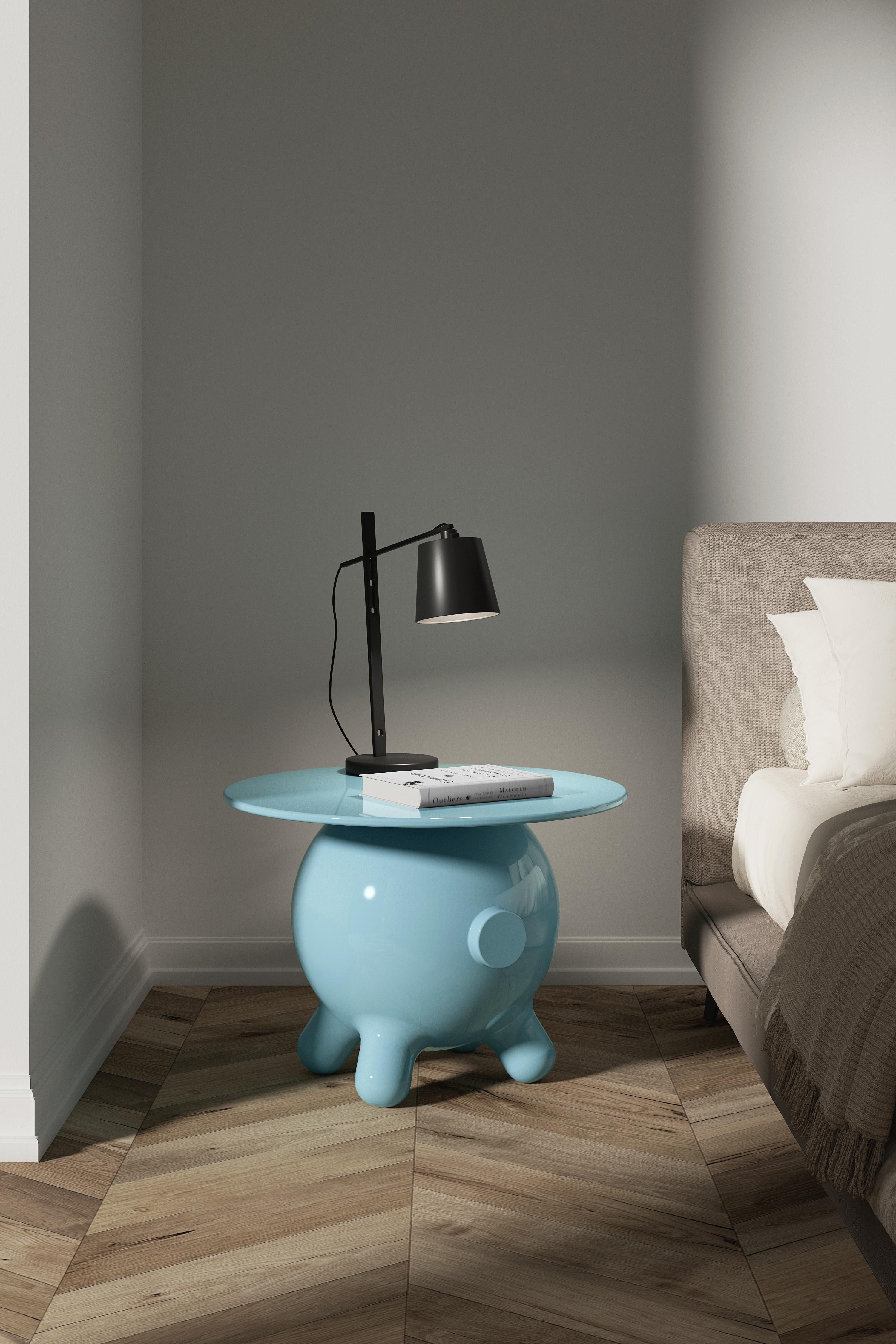 POGO is a charming piece that fills up the room with a youthful energy and a subtle bliss.
Side table large designed by Joel Escalona, made of fiberglass with high gloss finish in white, blue, red and black.

——

NONO is a Mexican design brand with