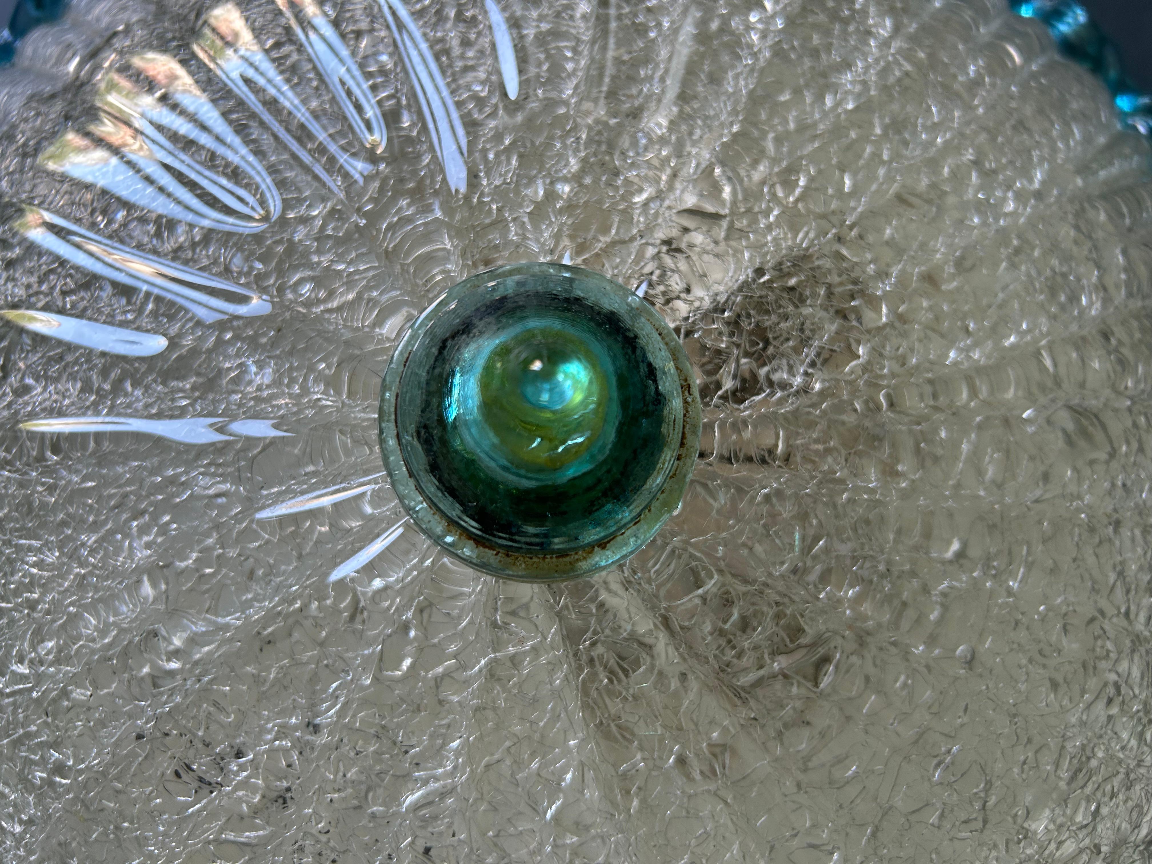 Fatto a mano Blue Eyes, deliziosa lampada da soffitto di Murano, anni '80 in vendita