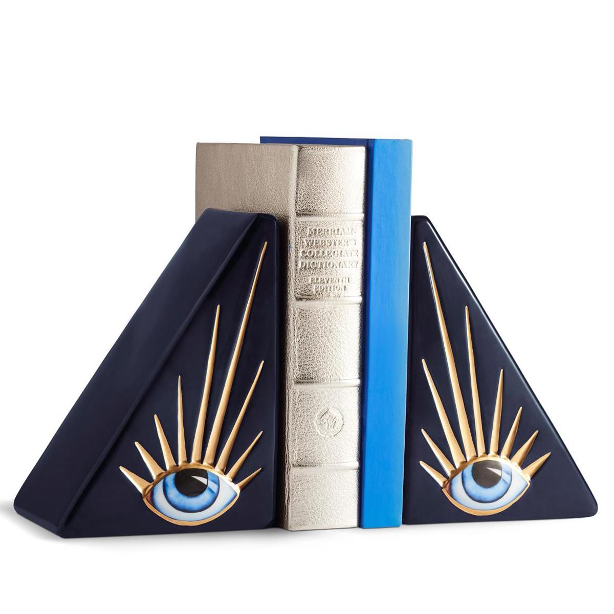 Hand-Painted Blue Eyes Set of 2 Bookends For Sale