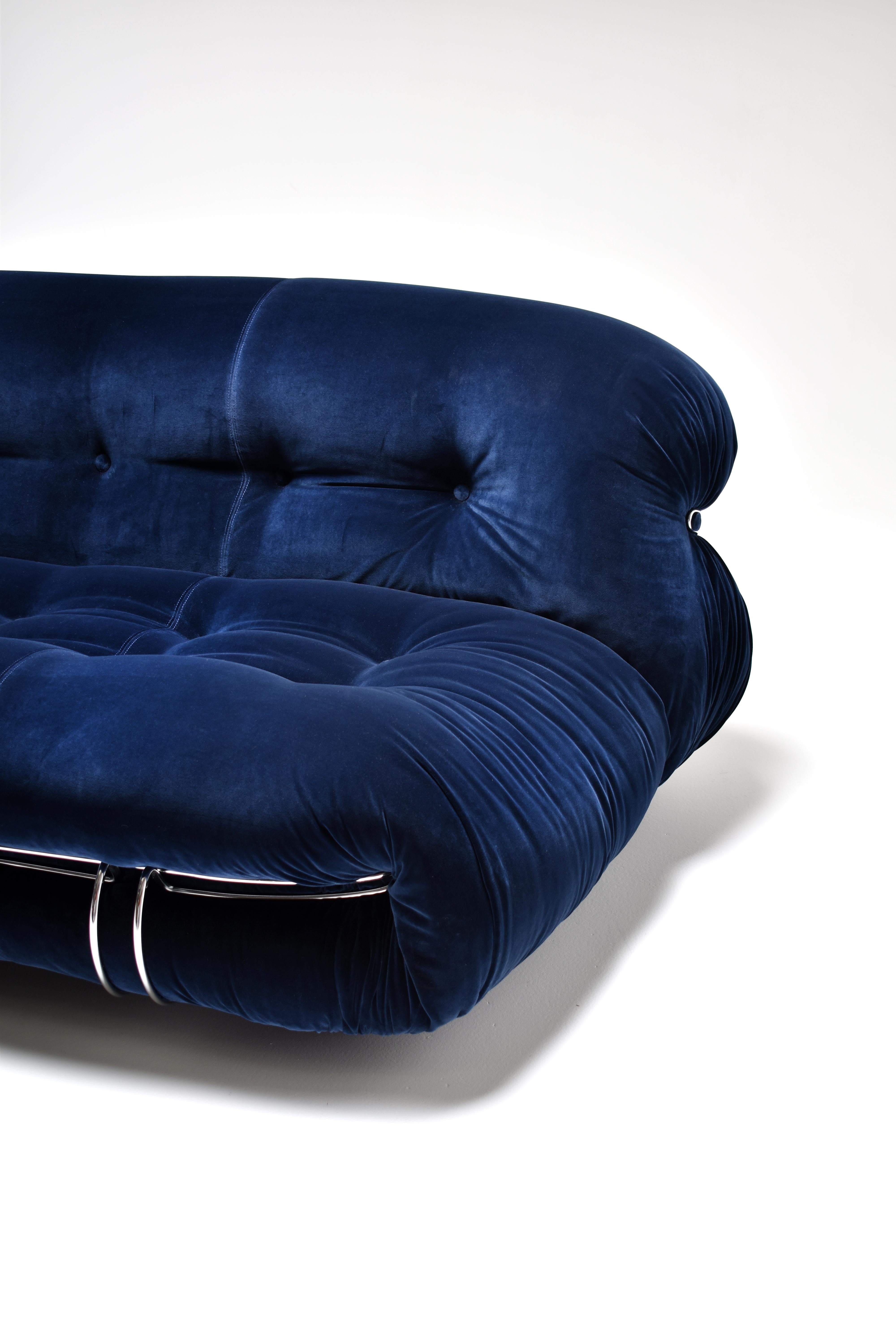 Blue Fabric Soriana Sofa and Ottoman by Afra & Tobia Scarpa for Cassina, 1970s 4