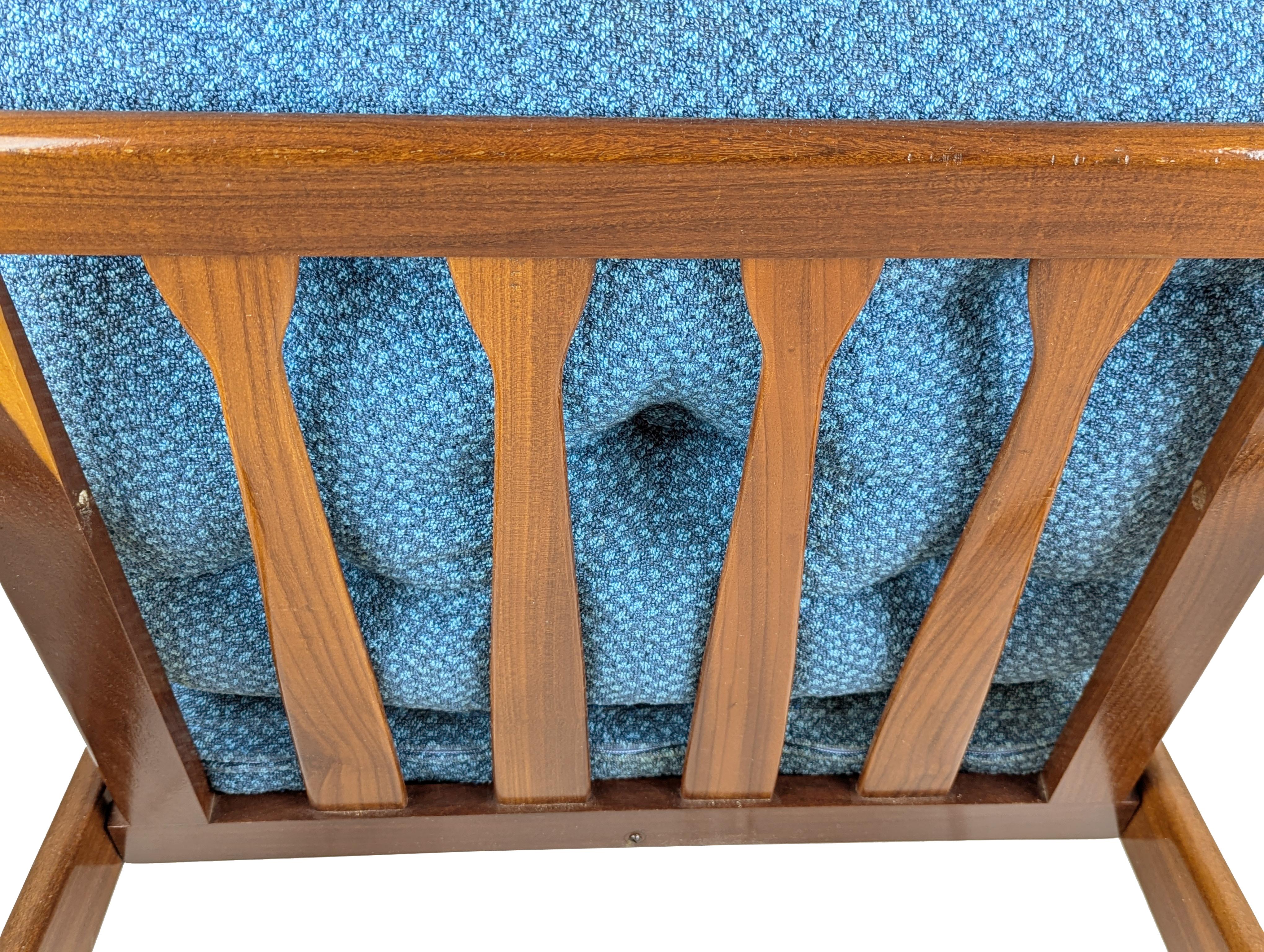 Blue fabric & teakwood 1960s armchair by Arne Wahl Iversen for Komfort For Sale 3