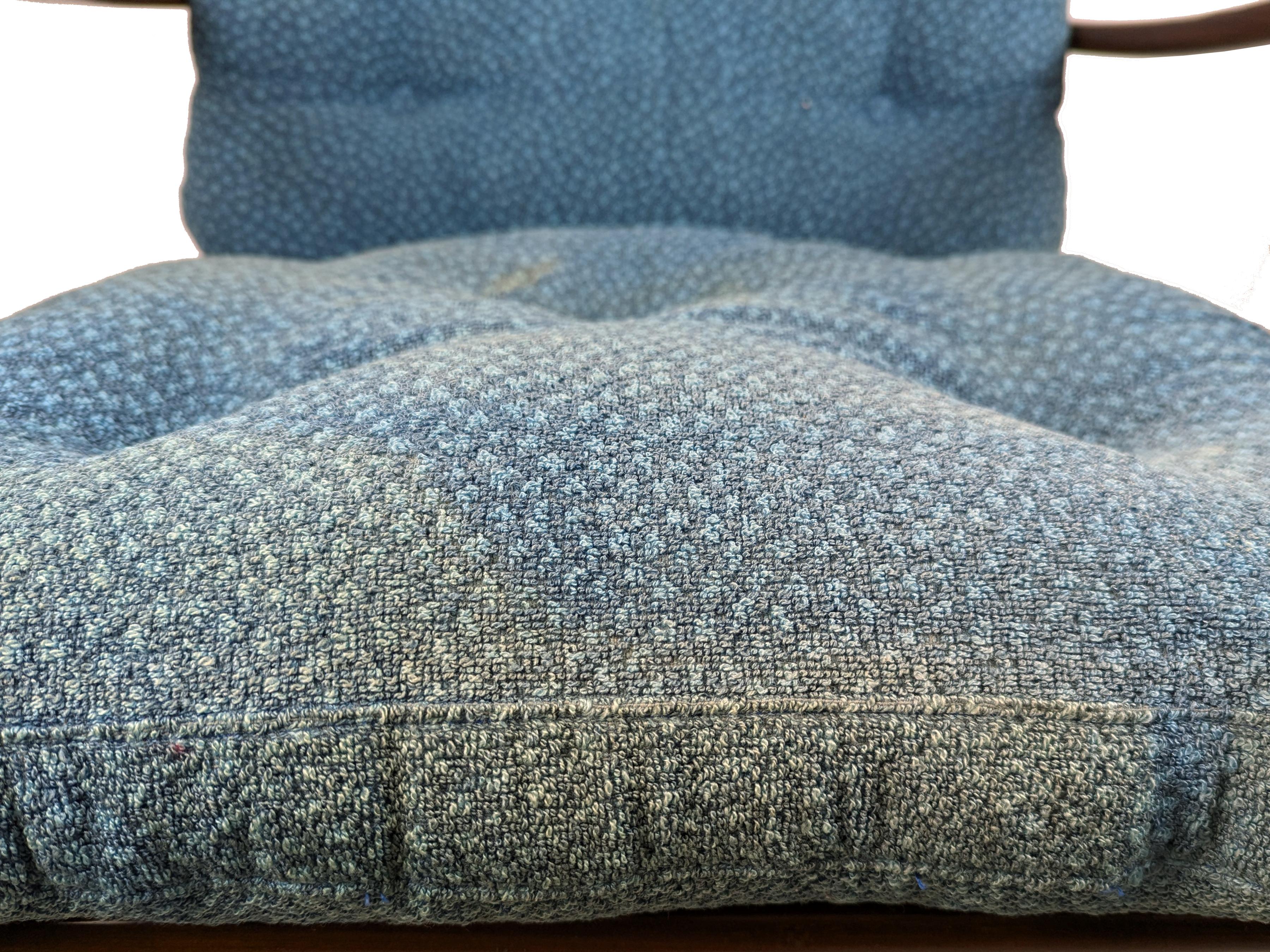 Blue fabric & teakwood 1960s armchair by Arne Wahl Iversen for Komfort For Sale 5