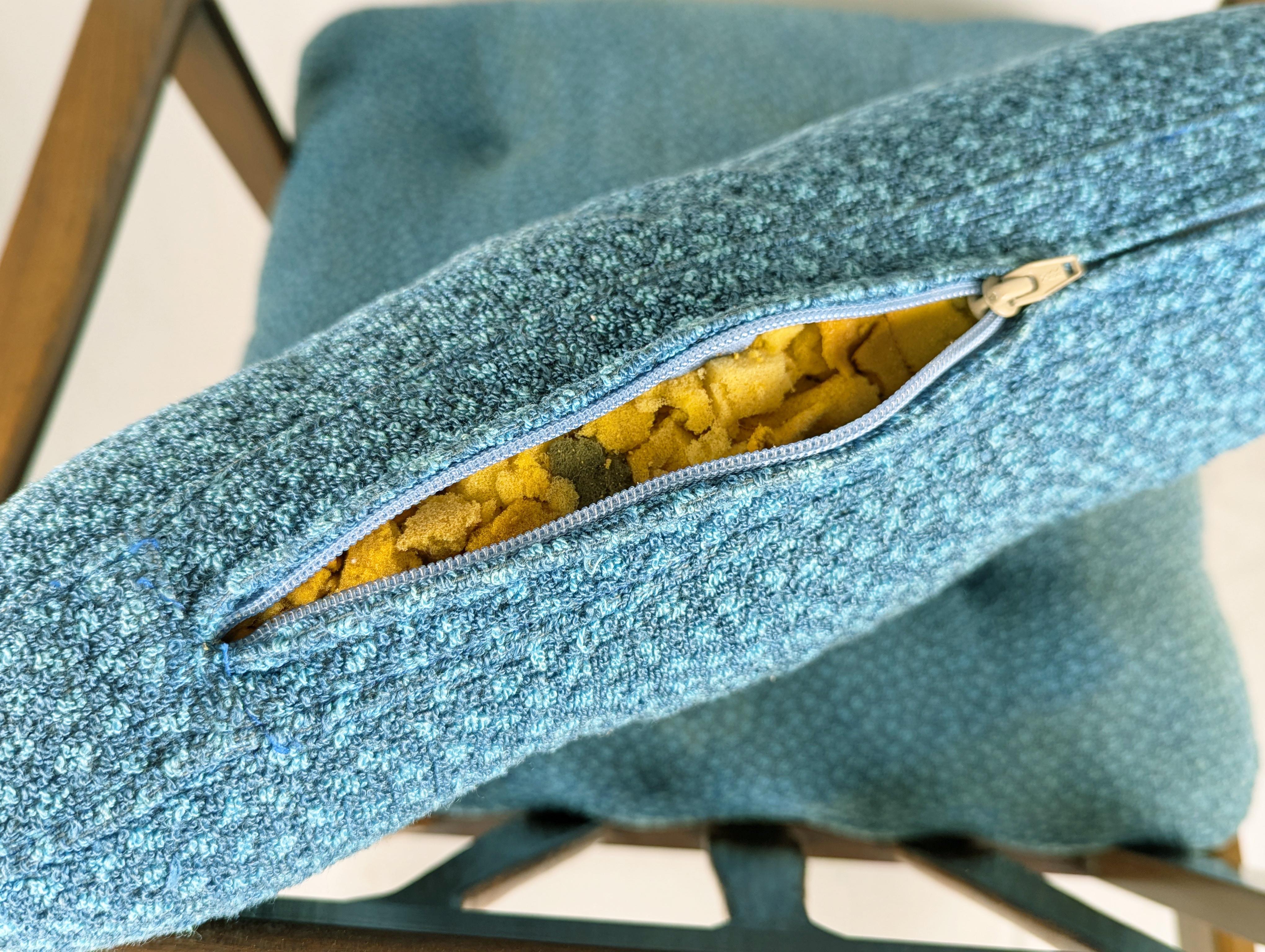Blue fabric & teakwood 1960s armchair by Arne Wahl Iversen for Komfort For Sale 6