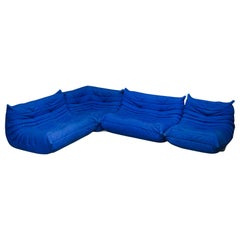Blue Fabric Togo Living Room Set by Michel Ducaroy for Ligne Roset, France, 1973