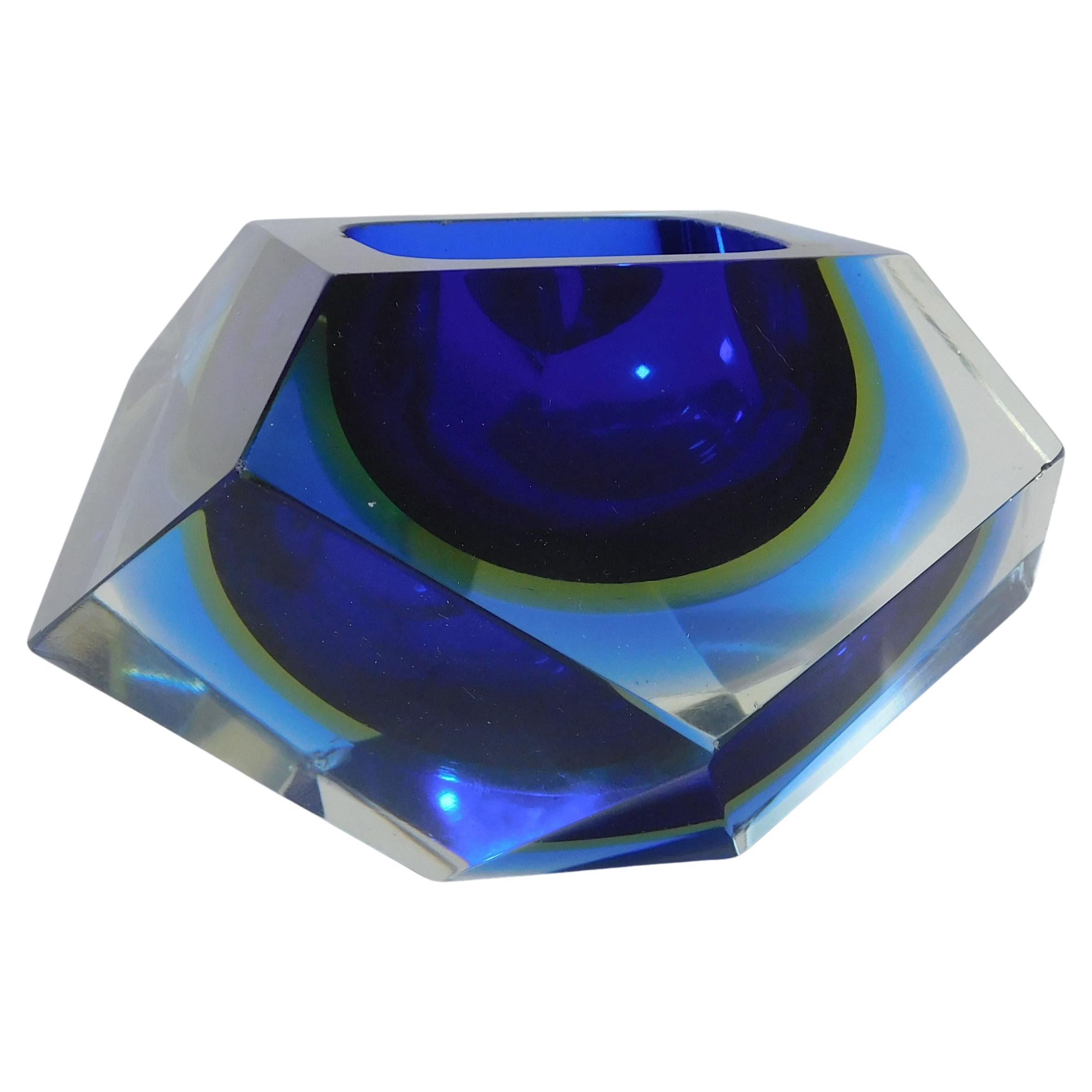 Blue Faceted Sommerso Bowl by Mandruzzato
