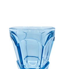 Blue Faceted Depression Glass Drinking Glasses by Fostoria 1980s, Set of 6