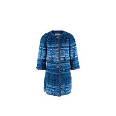 Blue fantasy tweed longline jacket