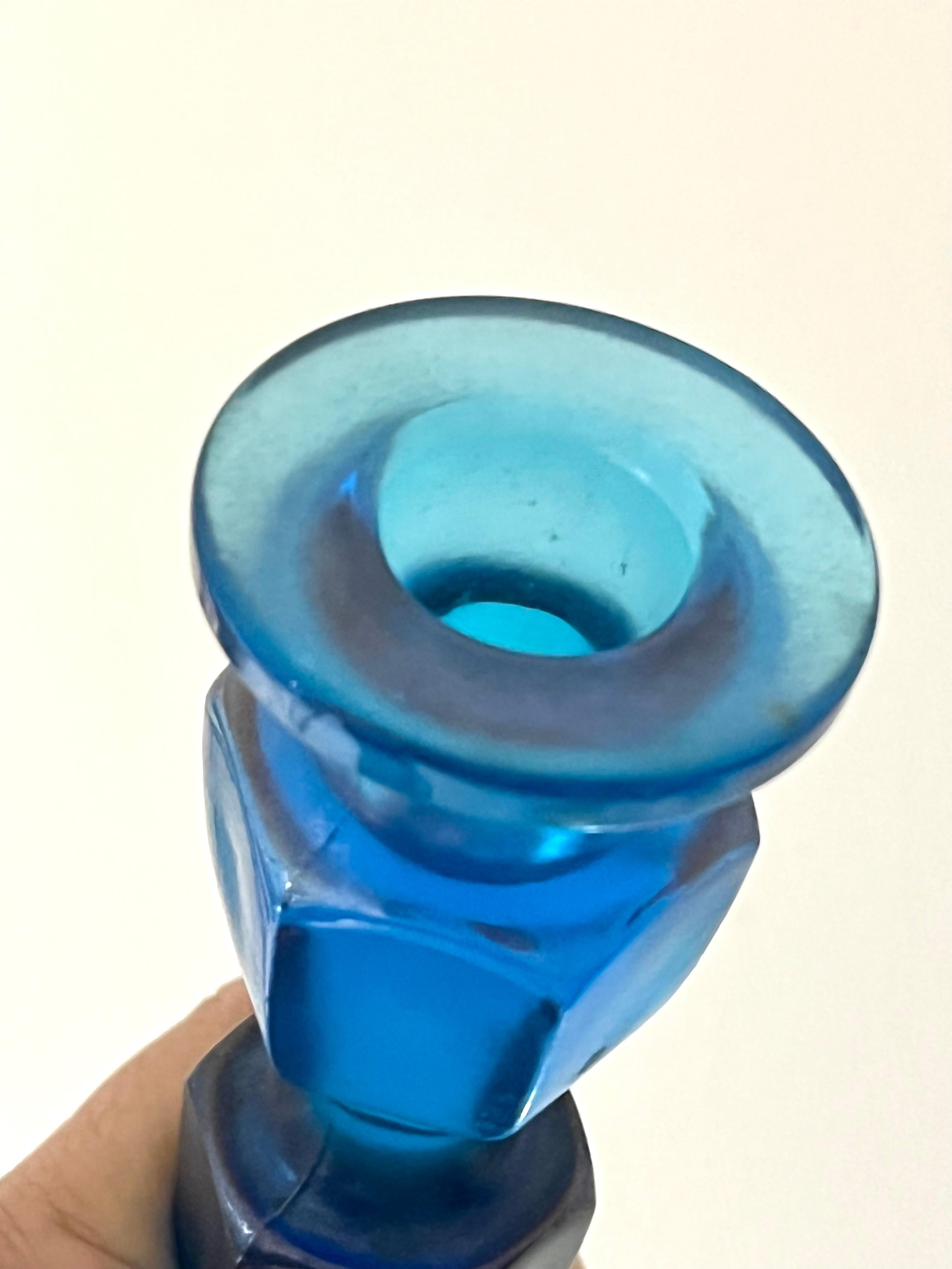 Blue Favrile Glass Candleholders, 1950s In Good Condition For Sale In Miami, FL