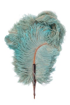 Blue feather fan circa 1900