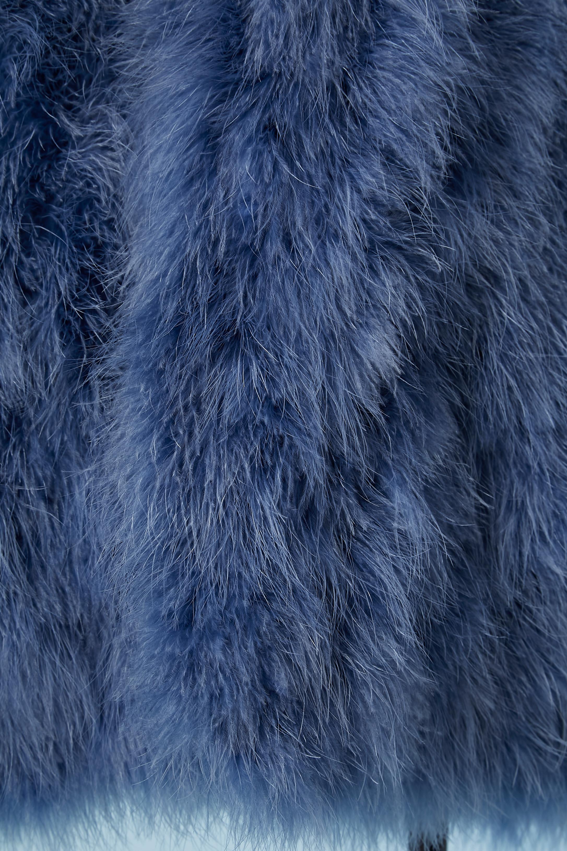 blue feather coat