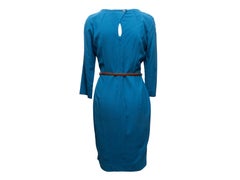 Blue Fendi Long Sleeve Belted Dress Size IT 44