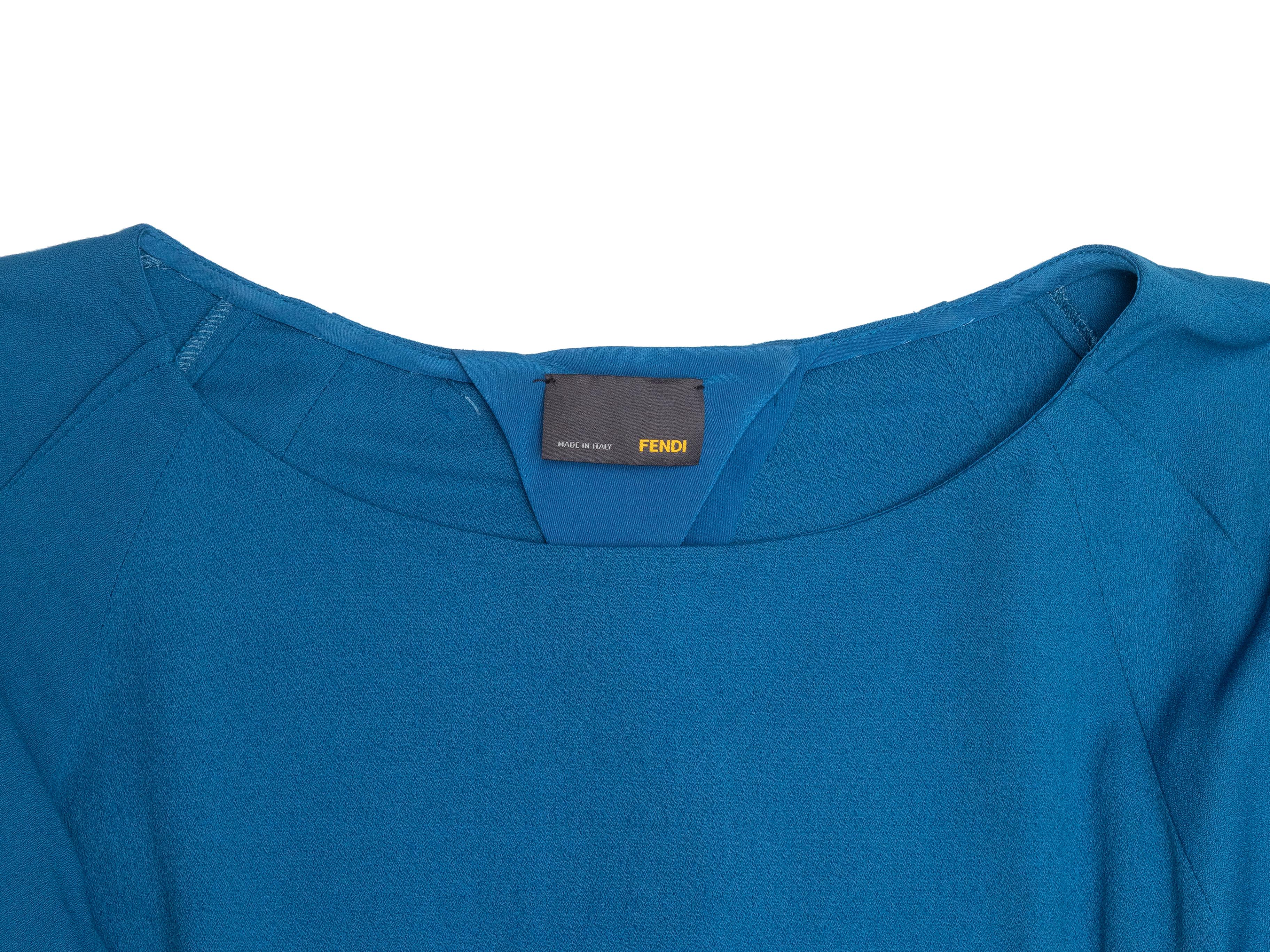 Blue Fendi Long Sleeve Belted Dress Size IT 44 For Sale 1