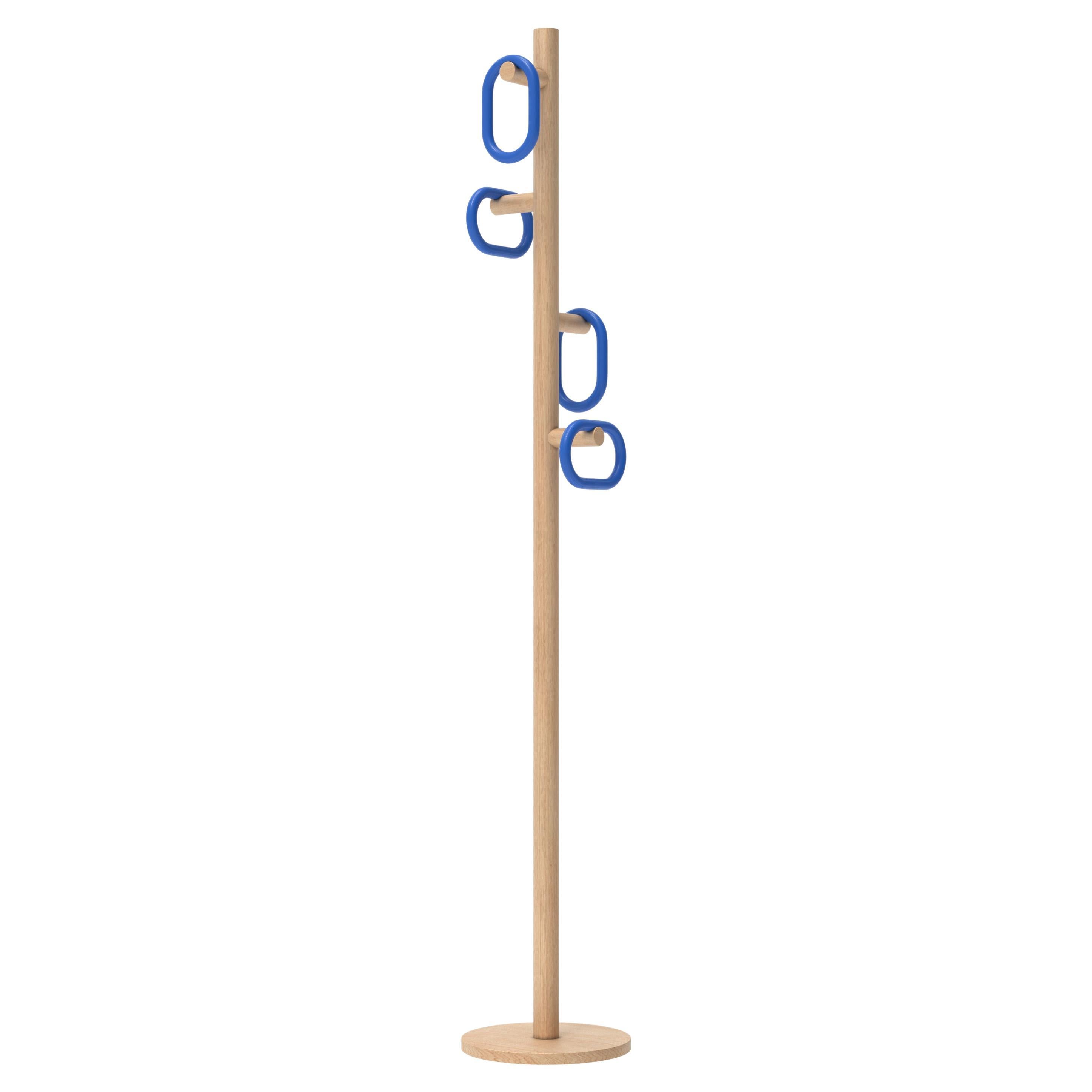 Blue Fernand Coat Stand Natural Oak by HARTO